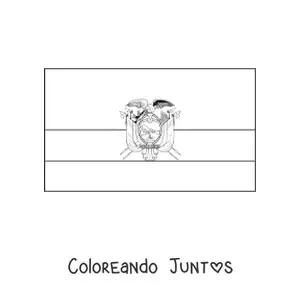 Imagen para colorear de la bandera de Ecuador horizontal con escudo
