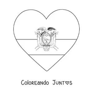 Imagen para colorear de la bandera de Ecuador en emoji de corazón