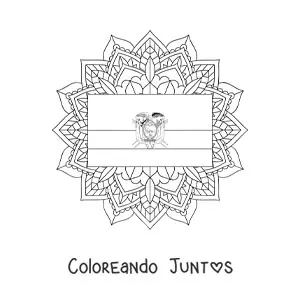 Imagen para colorear de la bandera de Ecuador con mandala