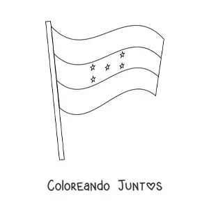Imagen para colorear de la bandera de Honduras ondeando en un asta