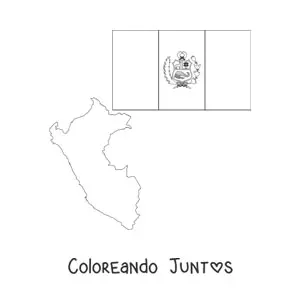 Imagen para colorear de bandera de perú con mapa