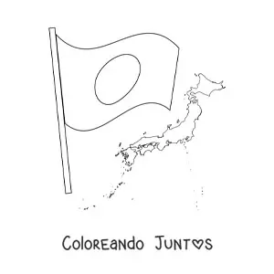 Imagen para colorear de bandera de japón con mapa