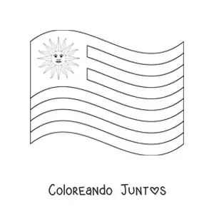 Imagen para colorear de bandera de uruguay ondeando