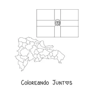 Imagen para colorear de bandera de república dominicana con mapa