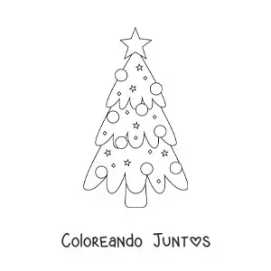 Imagen para colorear de un árbol navideño sencillo decorado