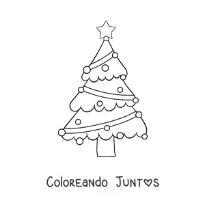 Imagen para colorear de un árbol navideño grande con adorno en zig zag