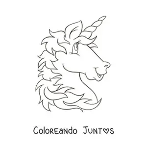 Imagen para colorear de la cabeza de un unicornio animado