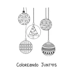Imagen para colorear de esfera navideña con árbol de Navidad