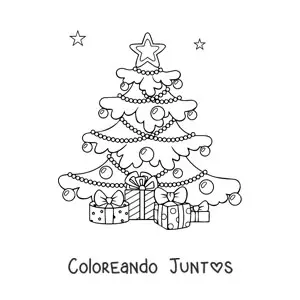 Imagen para colorear de regalos bajo el árbol de Navidad