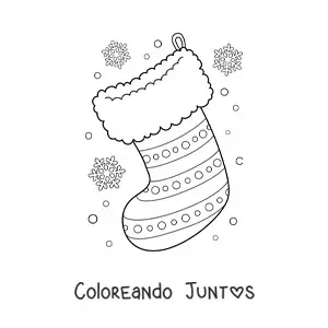 Imagen para colorear de bota navideña con puntos y rayas