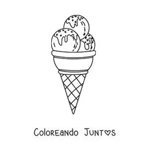 Imagen para colorear de un cono triple de helado