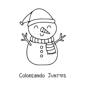 Imagen para colorear de muñeco de nieve gigante con bufanda