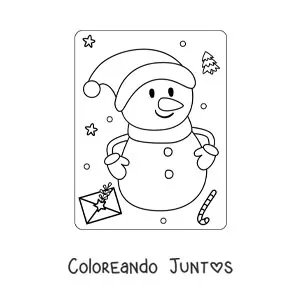 Imagen para colorear de hombre de nieve en Navidad