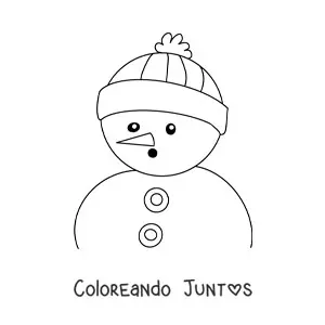 Imagen para colorear de muñeco de nieve sorprendido