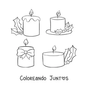 Imagen para colorear de velas de Navidad sencillas