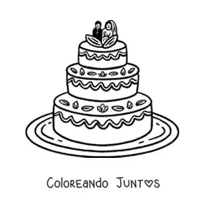 Imagen para colorear de un pastel de boda