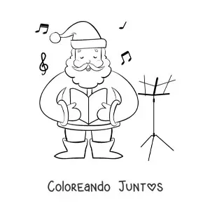 Imagen para colorear de Santa Claus cantando villancicos en Navidad