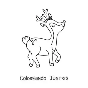 Imagen para colorear de ciervo navideño caminando