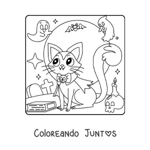 30 Dibujos de Gatos de Halloween para Colorear ¡Gratis! | Coloreando Juntos