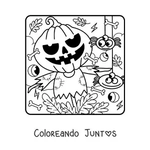 Imagen para colorear de espantapájaros de Halloween