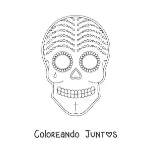 Imagen para colorear de máscara de Halloween de calavera mexicana