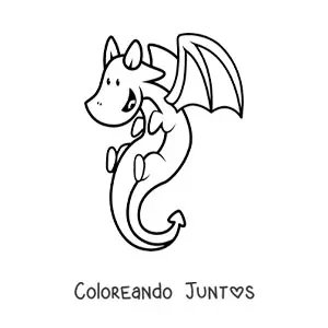 Imagen para colorear de dragón pequeño animado volando