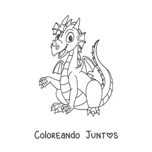 Imagen para colorear de dragón animado sentado