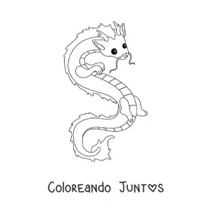 Imagen para colorear de dragón chino animado