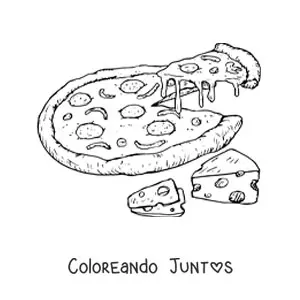 Imagen para colorear de una pizza con queso