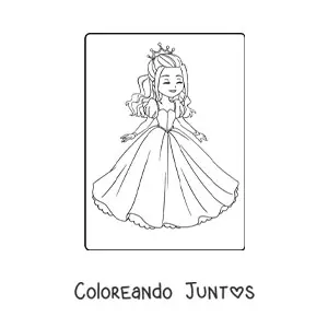 Imagen para colorear de linda princesa alegre
