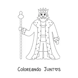Imagen para colorear de rey medieval animado