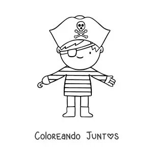 Imagen para colorear de niño disfrazado de pirata con garfio