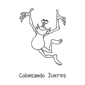 Imagen para colorear de caricatura de un extraterrestre bailando