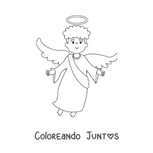 Imagen para colorear de chico ángel volando