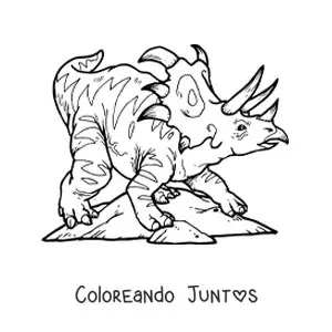 Imagen para colorear de triceratops realista rugiendo