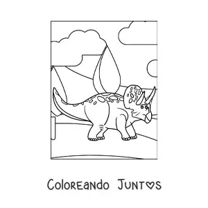 Imagen para colorear de triceratops fácil