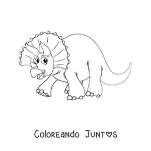 Imagen para colorear de triceratops animado sin fondo