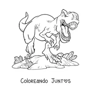 Imagen para colorear de tiranosaurio rex realista corriendo