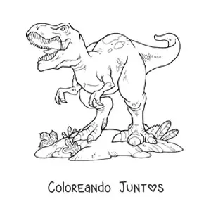 Imagen para colorear de tiranosaurio rex gigante animado