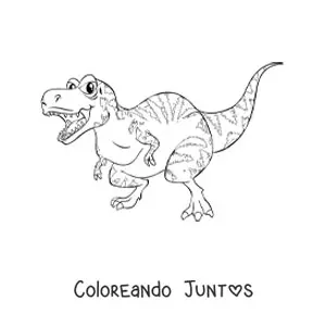 Imagen para colorear de tiranosaurio rex animado