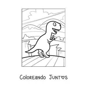 Imagen para colorear de caricatura de un tiranosaurio rex sencillo