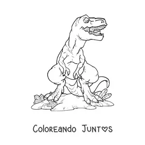 Imagen para colorear de tiranosaurio rex de frente
