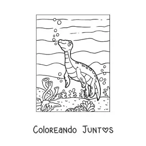 Imagen para colorear de hidroterosaurio bebé animado en su hábitat