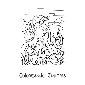 Imagen para colorear de hidroterosaurio en su hábitat