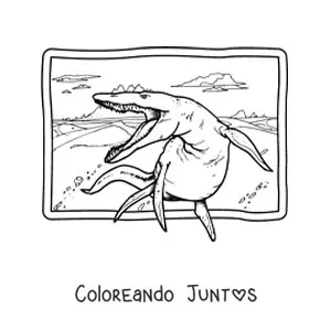 Imagen para colorear de kronosaurus realista en su hábitat