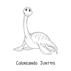 Imagen para colorear de dinosaurio marino animado