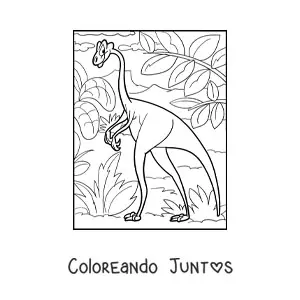 Imagen para colorear de dinosaurio terrestre con cuello largo y patas largas