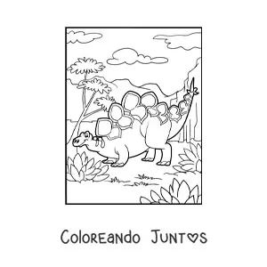 Imagen para colorear de dinosaurio herbívoro del jurásico