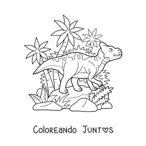 Imagen para colorear de leptoceratops herbívoro animado