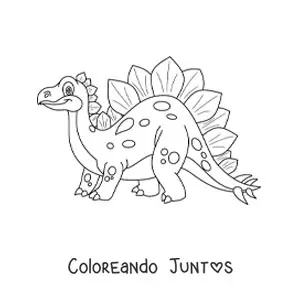 Imagen para colorear de estegosaurio animado